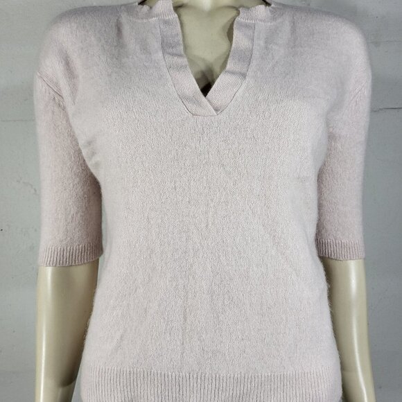 360 Sweater blush light pink 100% Cashmere pullover V-Neck sweater Ladies Medium - Picture 1 of 7